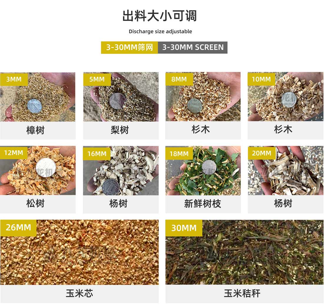 木头粉碎机（jī）出料大小可调